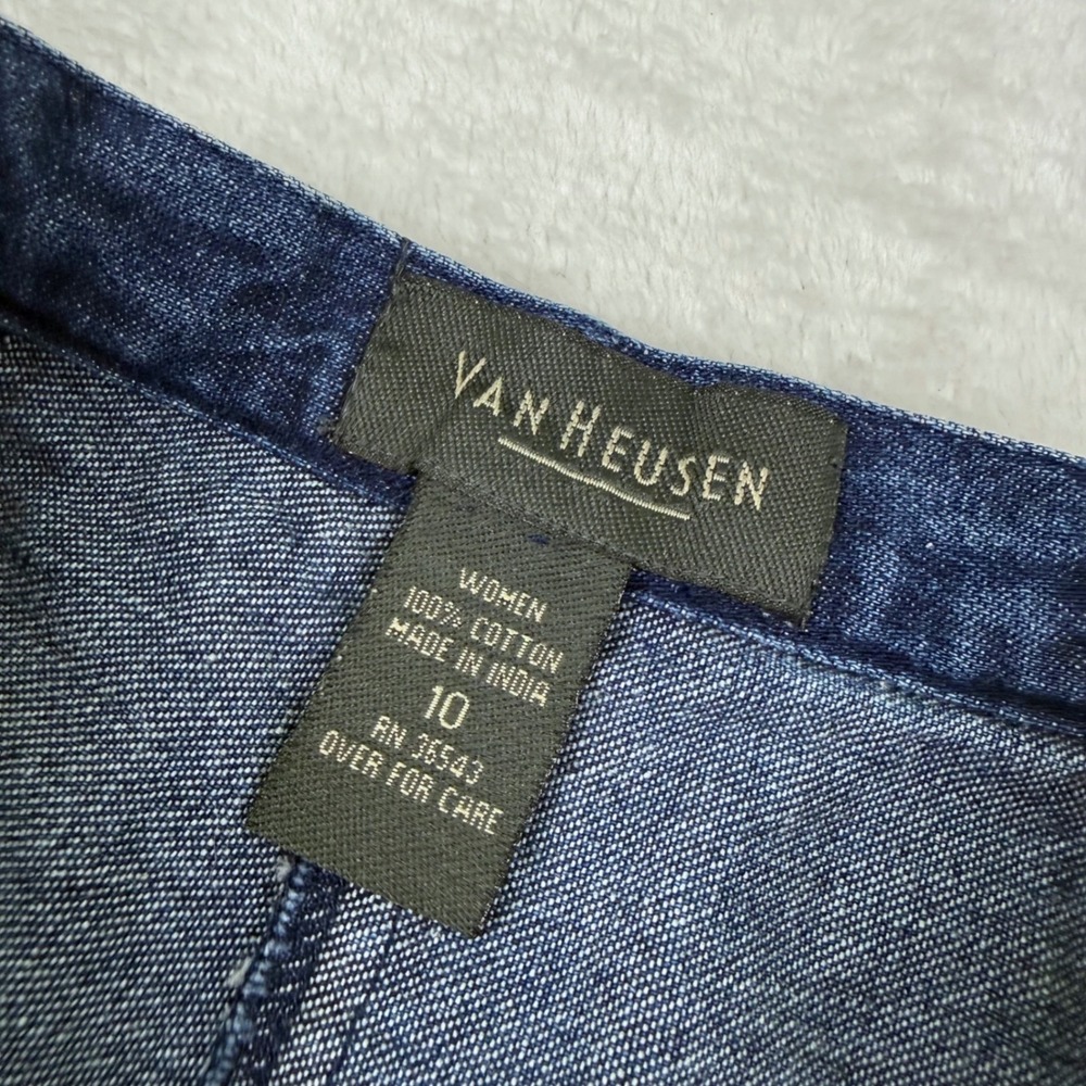 Van Heusen‎ Womens Blue Denim Printed Skort Side Zip Cotton Size 10 - Picture 3 of 10